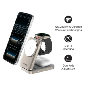 Momax 1-Charge Q.Port² Qi2 25W 3-in-1 Magnetic Wireless Charging Stand - Image 6